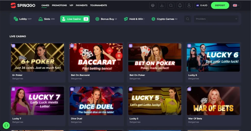 Spinago Live Casino